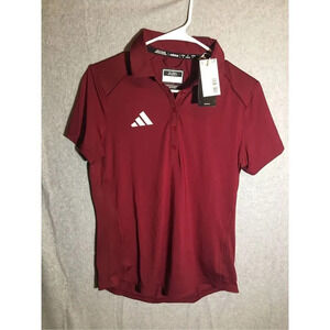 Womens NWT Adidas Polo Maroon White Sample Athletic Casual Blank Athleisure